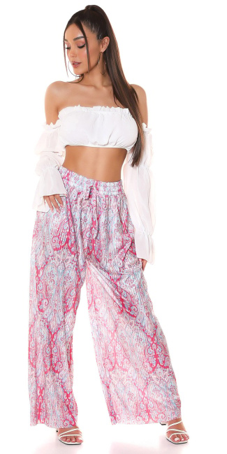 PLEATED WIDE LEG SUMMER TROUSERS